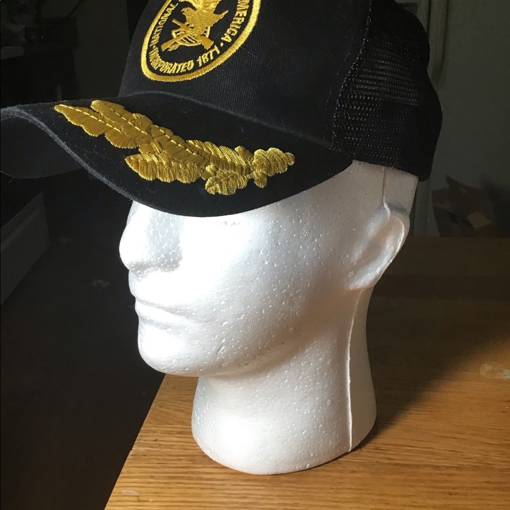 VTG NRA National Rifle Association 80s Black Gold Cap USA Trucker Snapback Hat